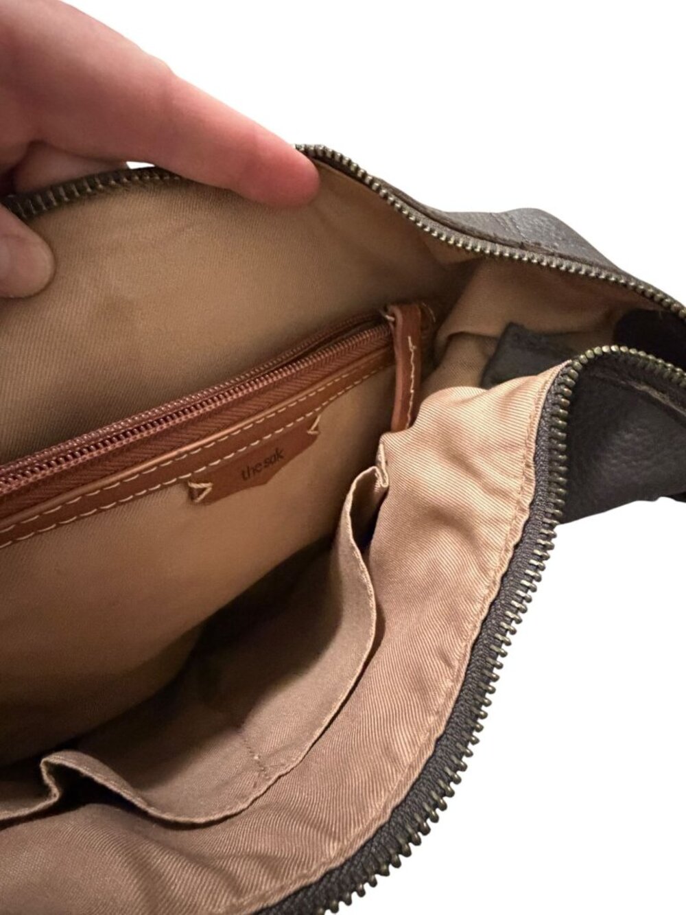 The Sak Slate Leather Sequoia Hobo Shoulder Bag Purse Zipper Closure - Picture 14 of 14